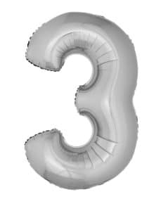 Ballon chiffre 3 – Argent